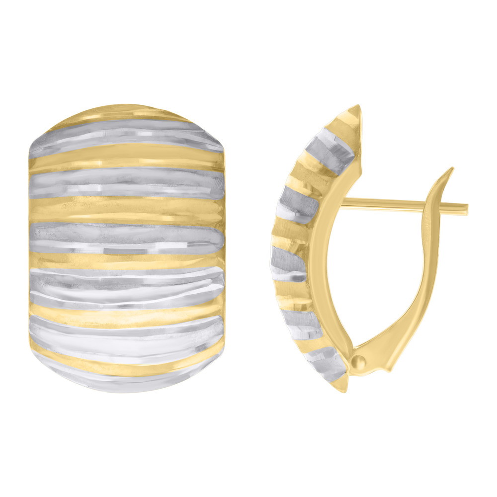10kt 10k Two-tone Gold Womens Diamond-Cut Fashion Latch Back Earrings